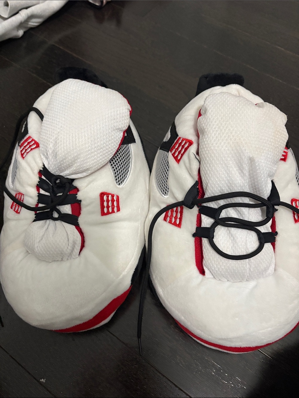 Kids White and Red Plush Sneakers - Soft Slip-On Shoe